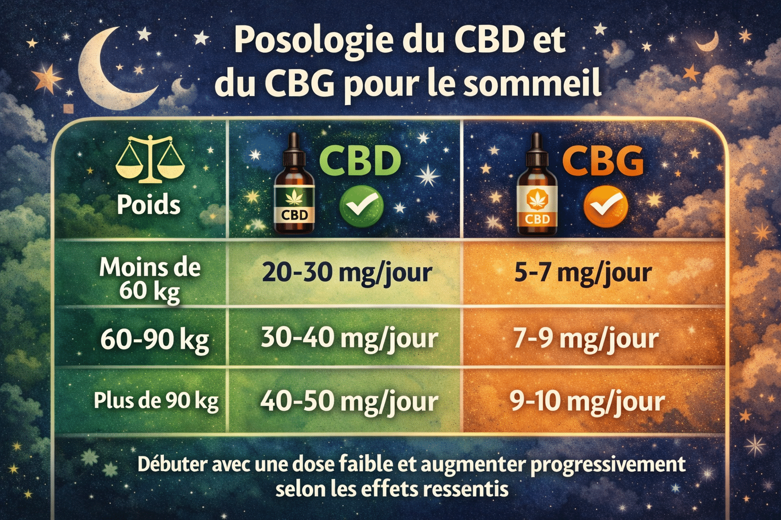 tableaux posologie cbd cbg
