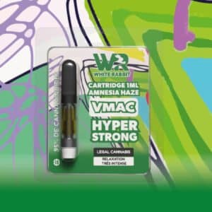 Cartridge vape CBD Amnesia Haze VMAC Hyper Strong 1ml White Rabbit — saveur citronnée terpinolène — Le Green Spot